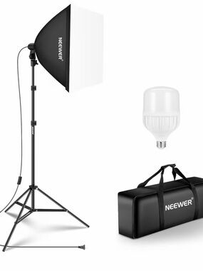 Neewer Portable Black Softbox Lighting Kit with White Diffuser and LED Bulb